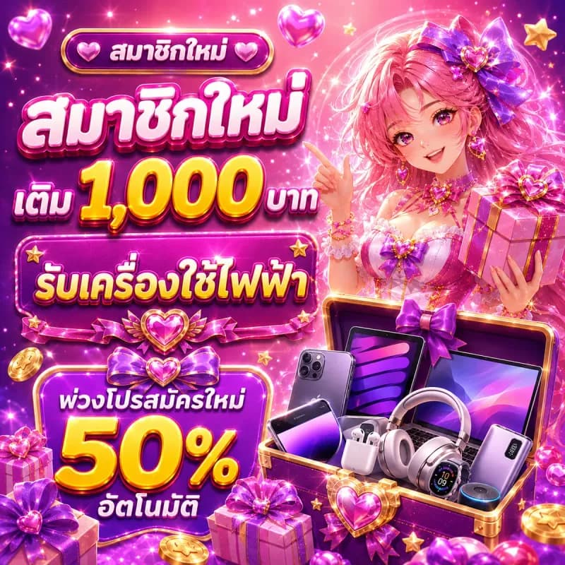 สมาชิกใหม่ เติม 1,000 บาท รับเครื่องใช้ไฟฟ้า
